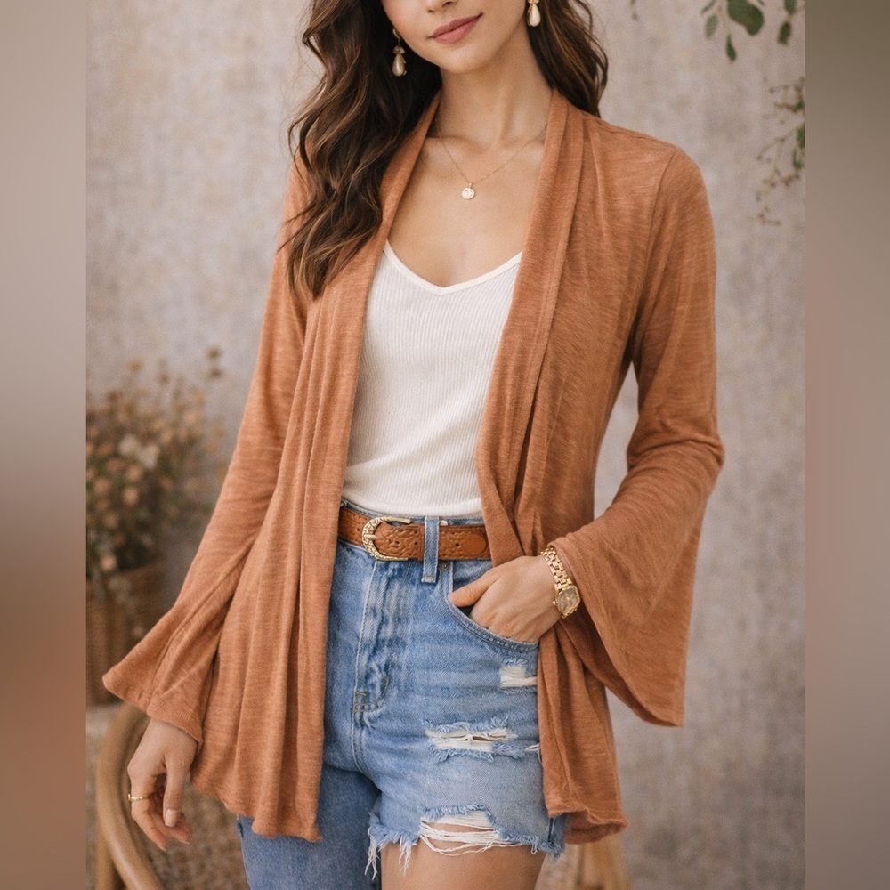 Decree Warm Peach Knit Cardigan